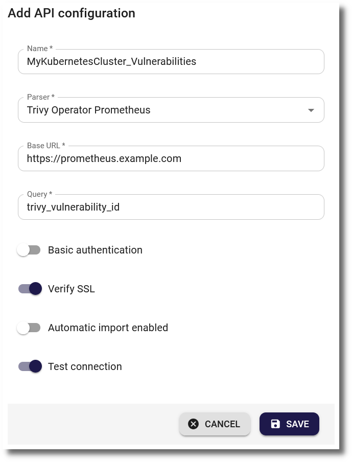 Trivy Operator Prometheus API configuration