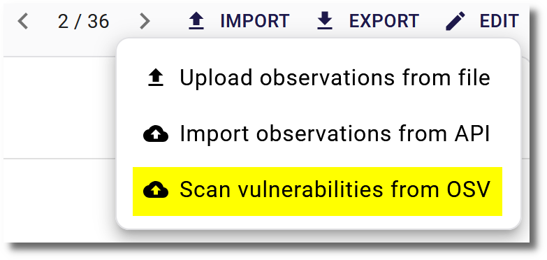 OSV scanning import