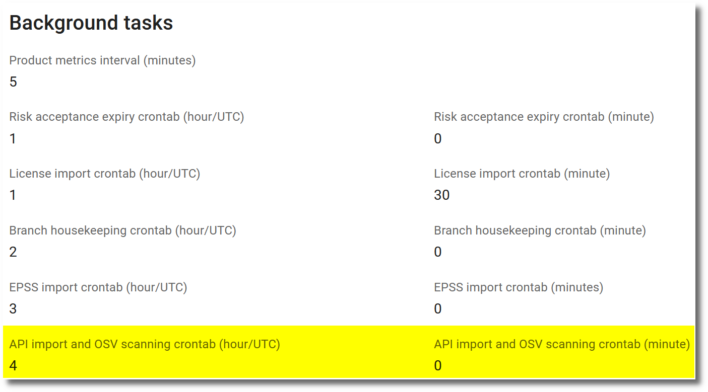 Settings automatic OSV scanning