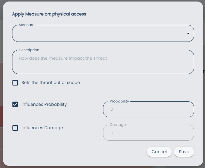 Risk Page Apply Measure Dialog