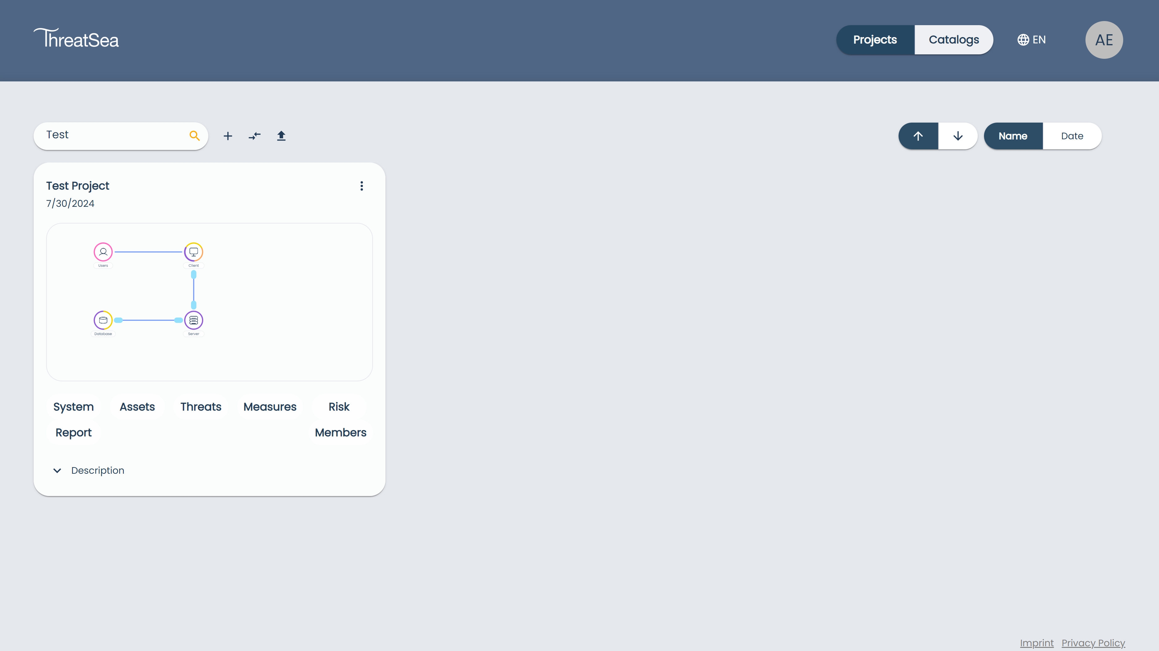 Projects Page Search Field