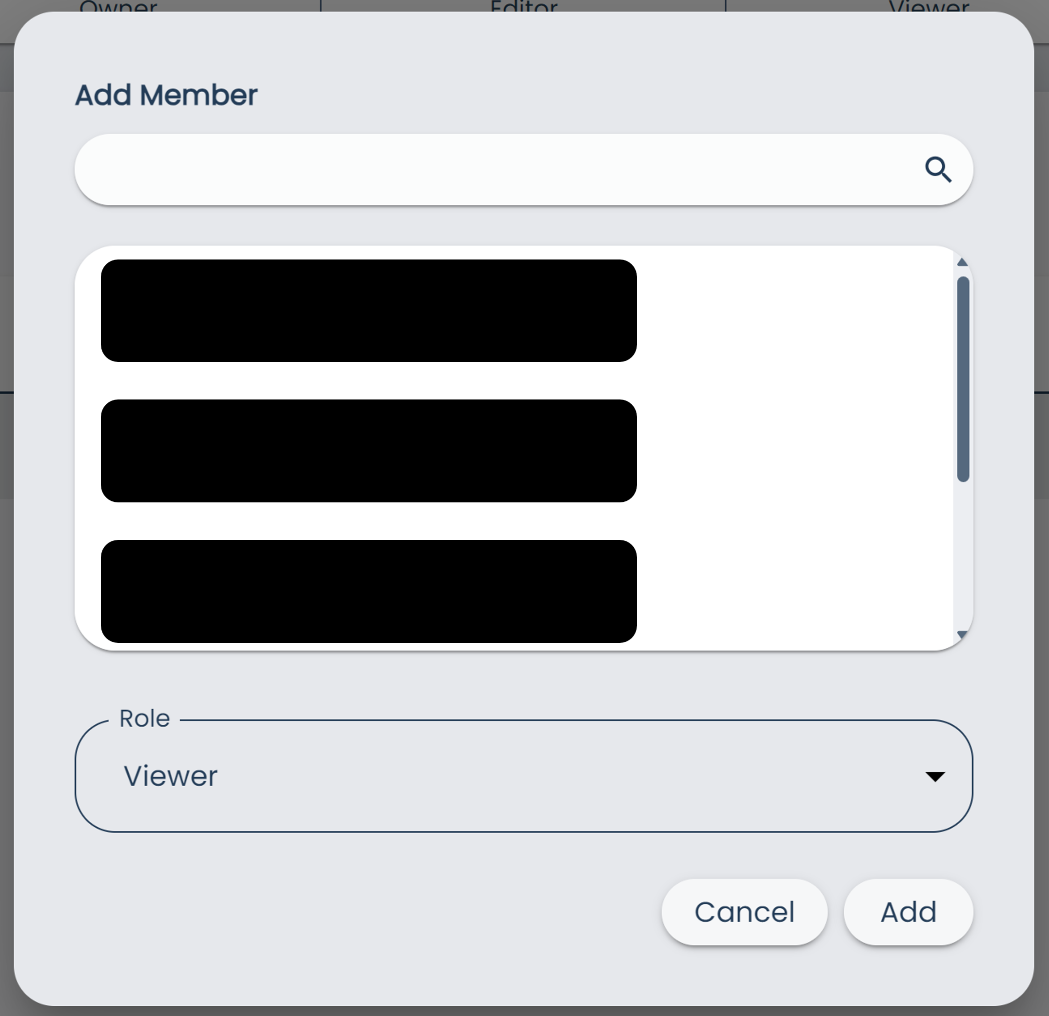 Members Page Add Member Dialog