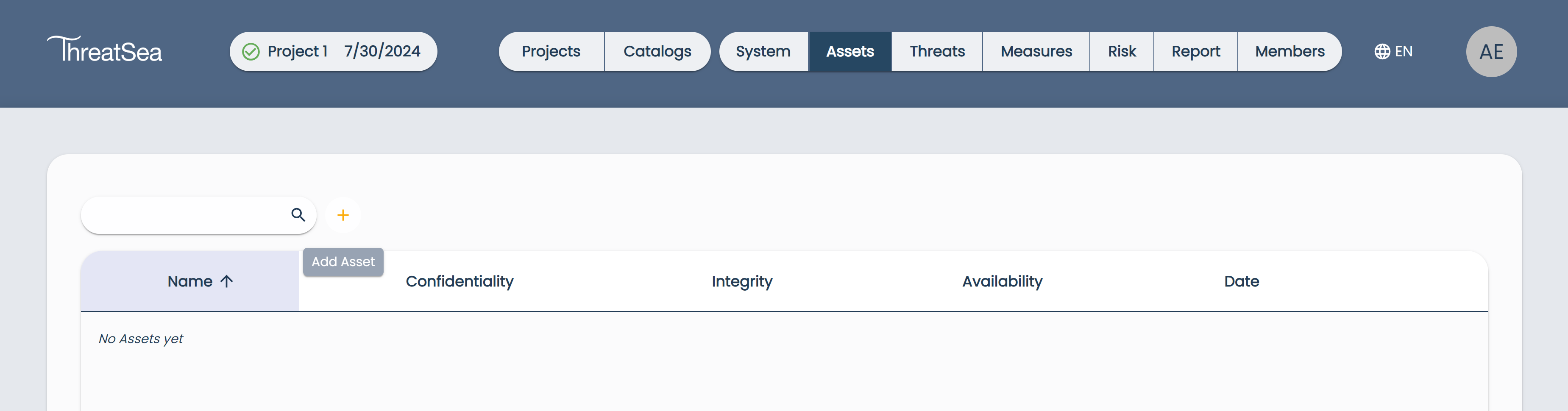 Assets Page Create Asset Button