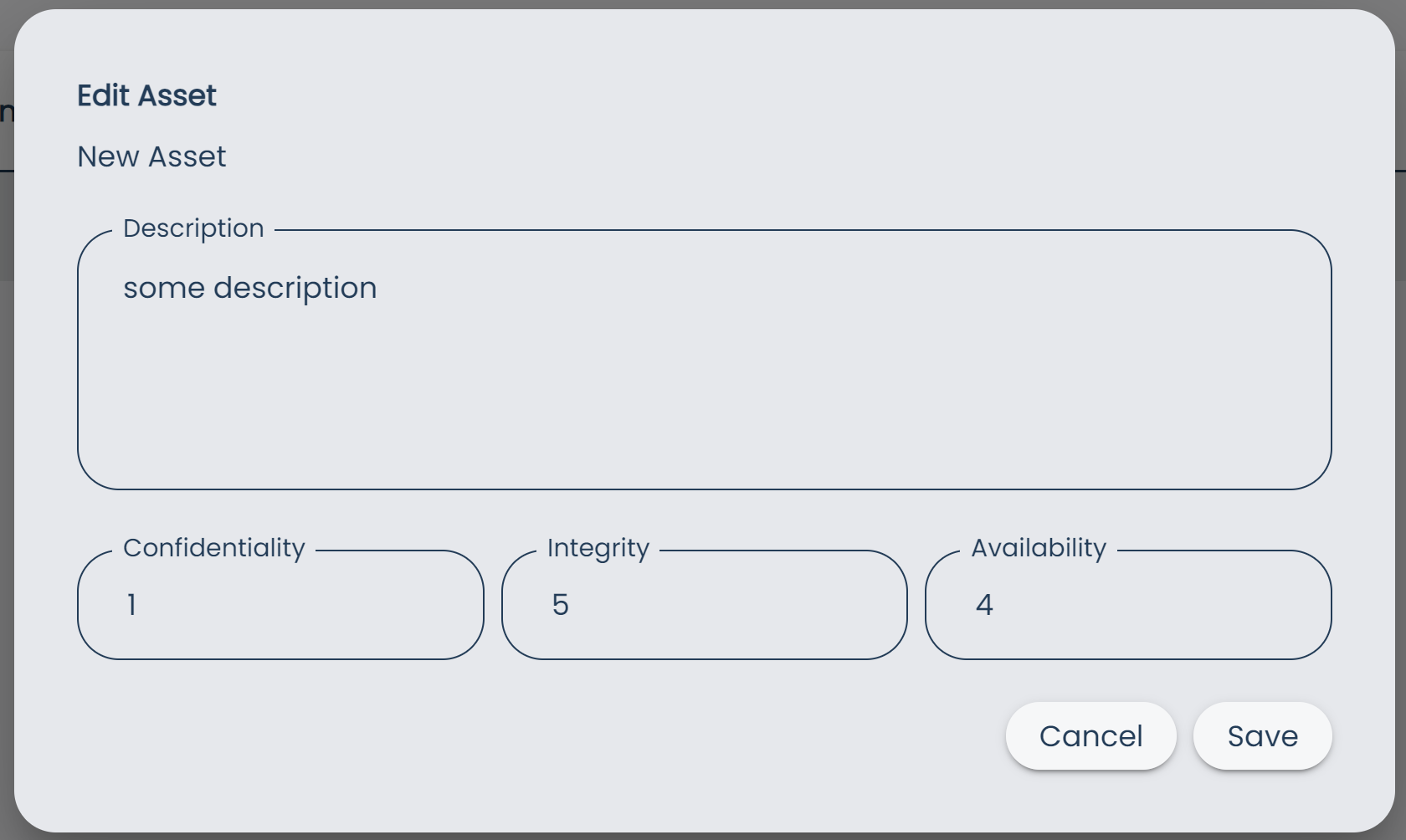 Assets Page Edit Asset Dialog