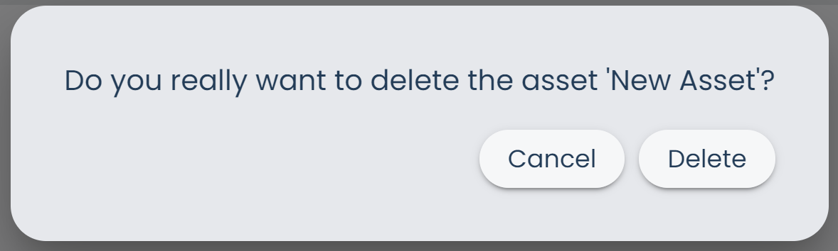 Assets Page Delete Asset Confirmation