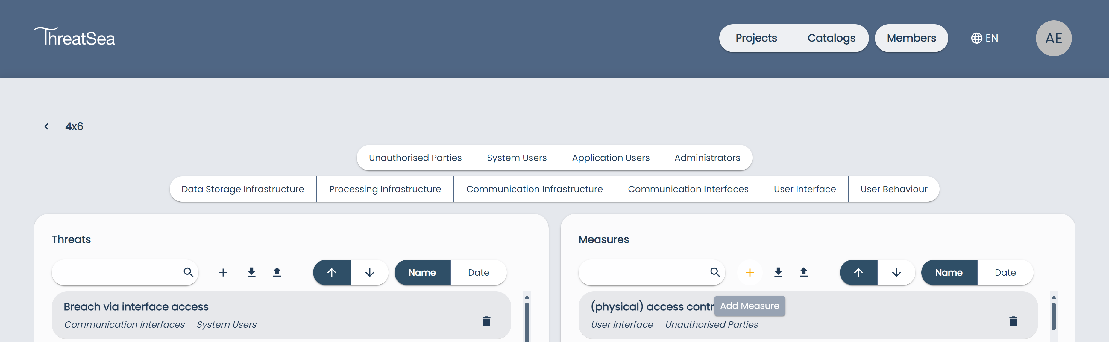 Catalogs Page Add Measure Button
