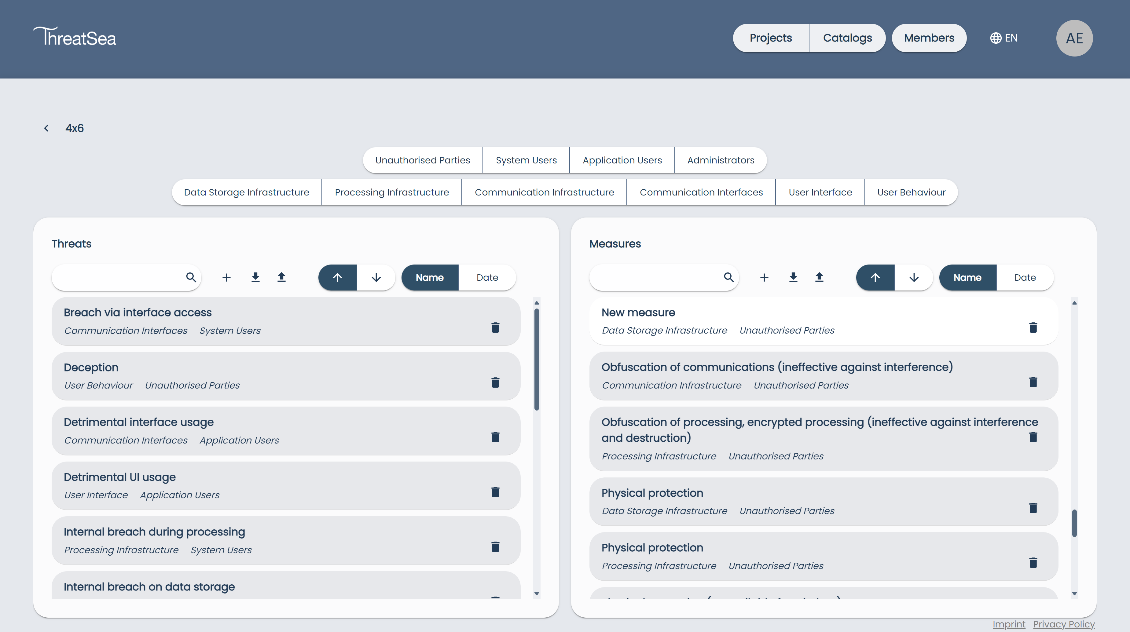 Catalogs Page Selected Measure