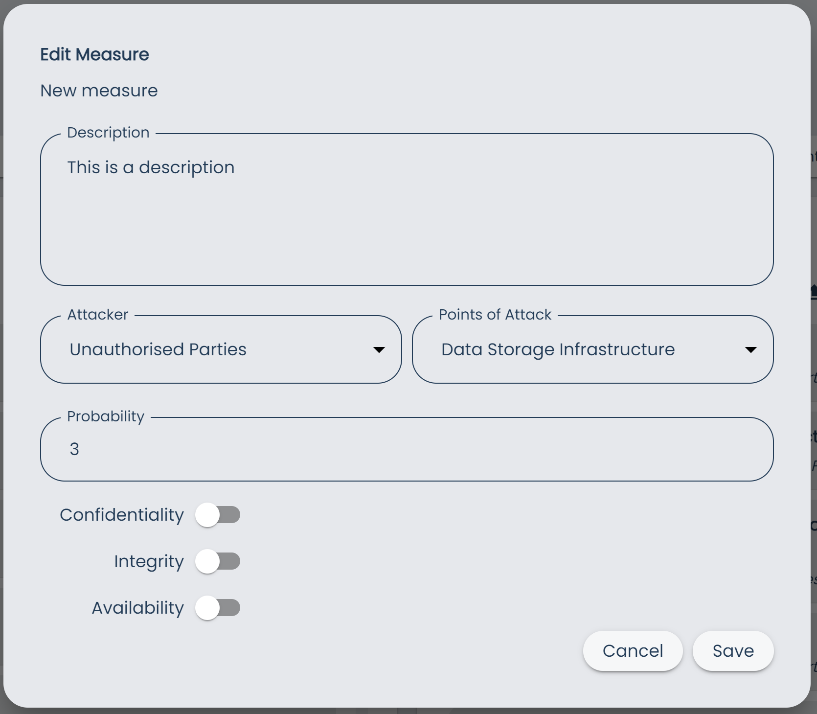 Catalogs Page Edit Measure Dialog