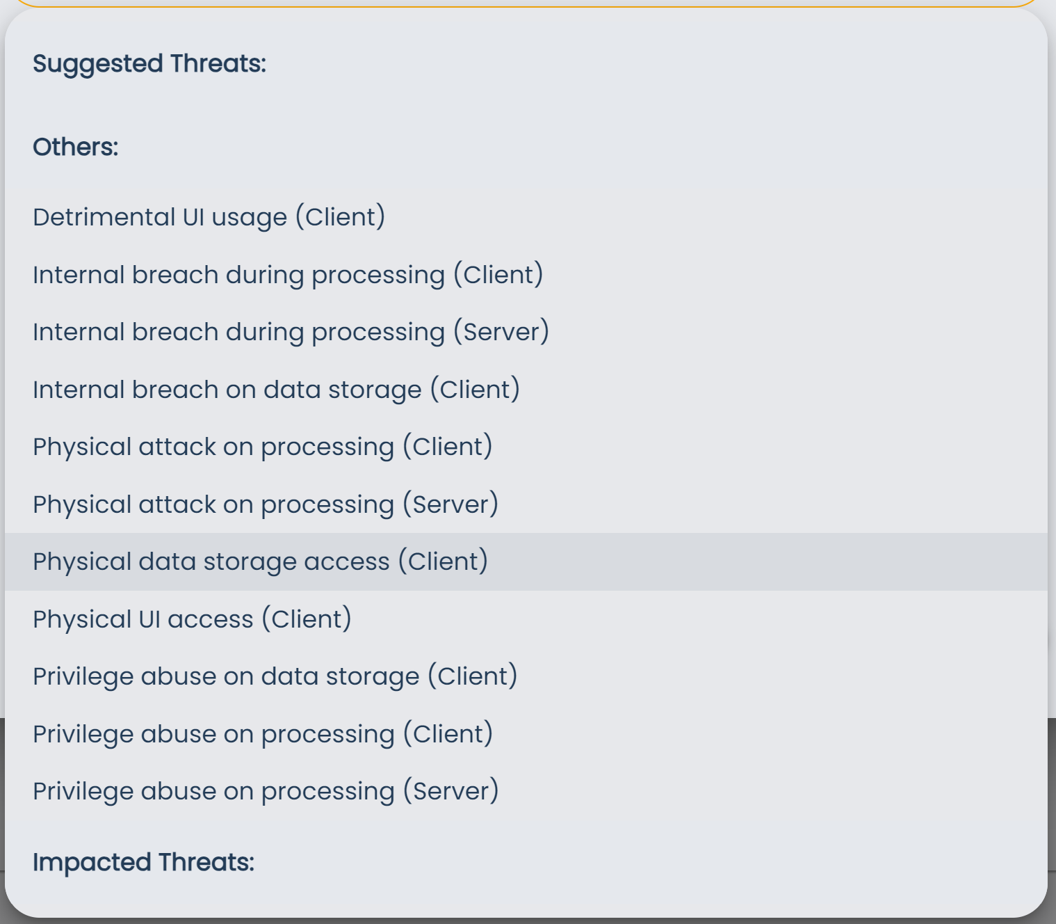 Measures Page Edit Measure Suggested Threats